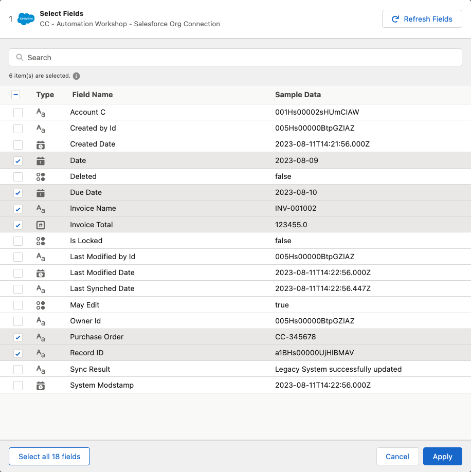 module4 lab04 selected fields