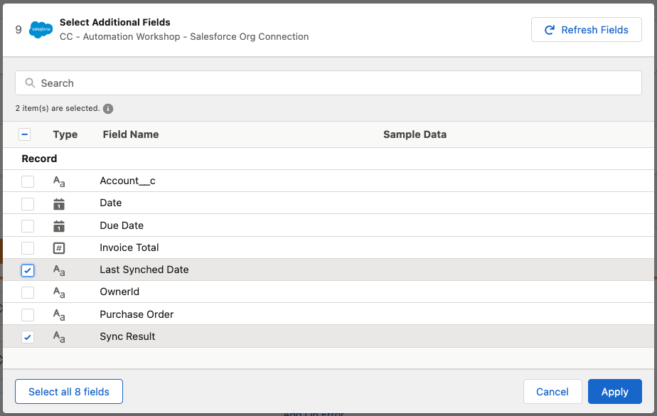 module4 lab04 sfdc upd inv fields