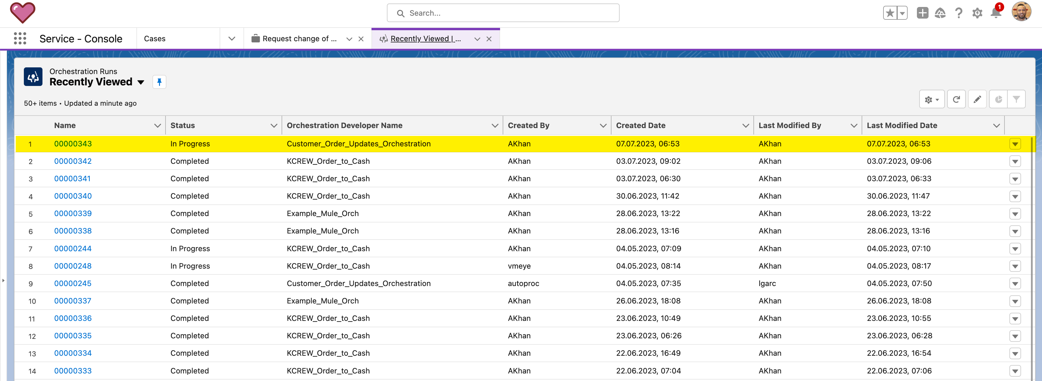 module6 list of orchestration runs