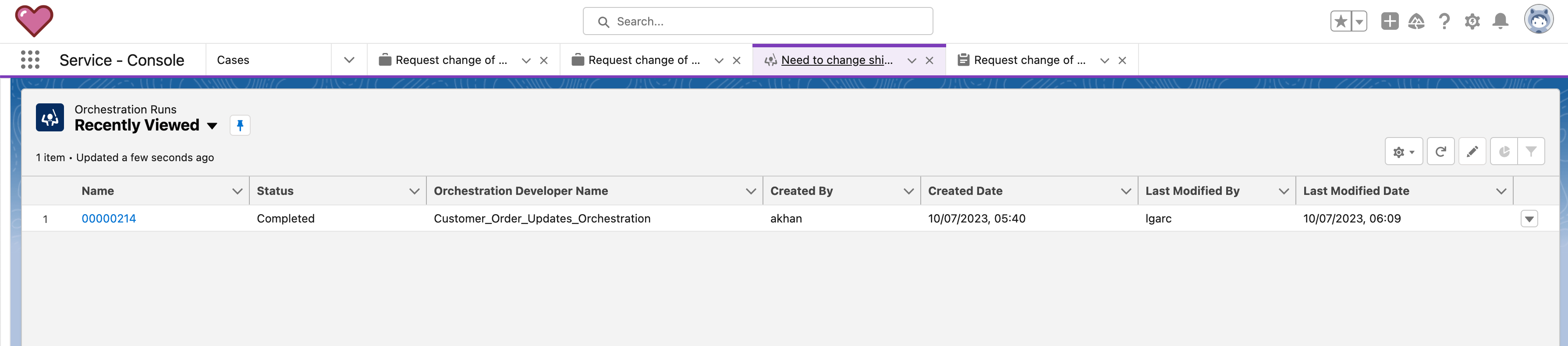 module6 list of orchestration runs completed
