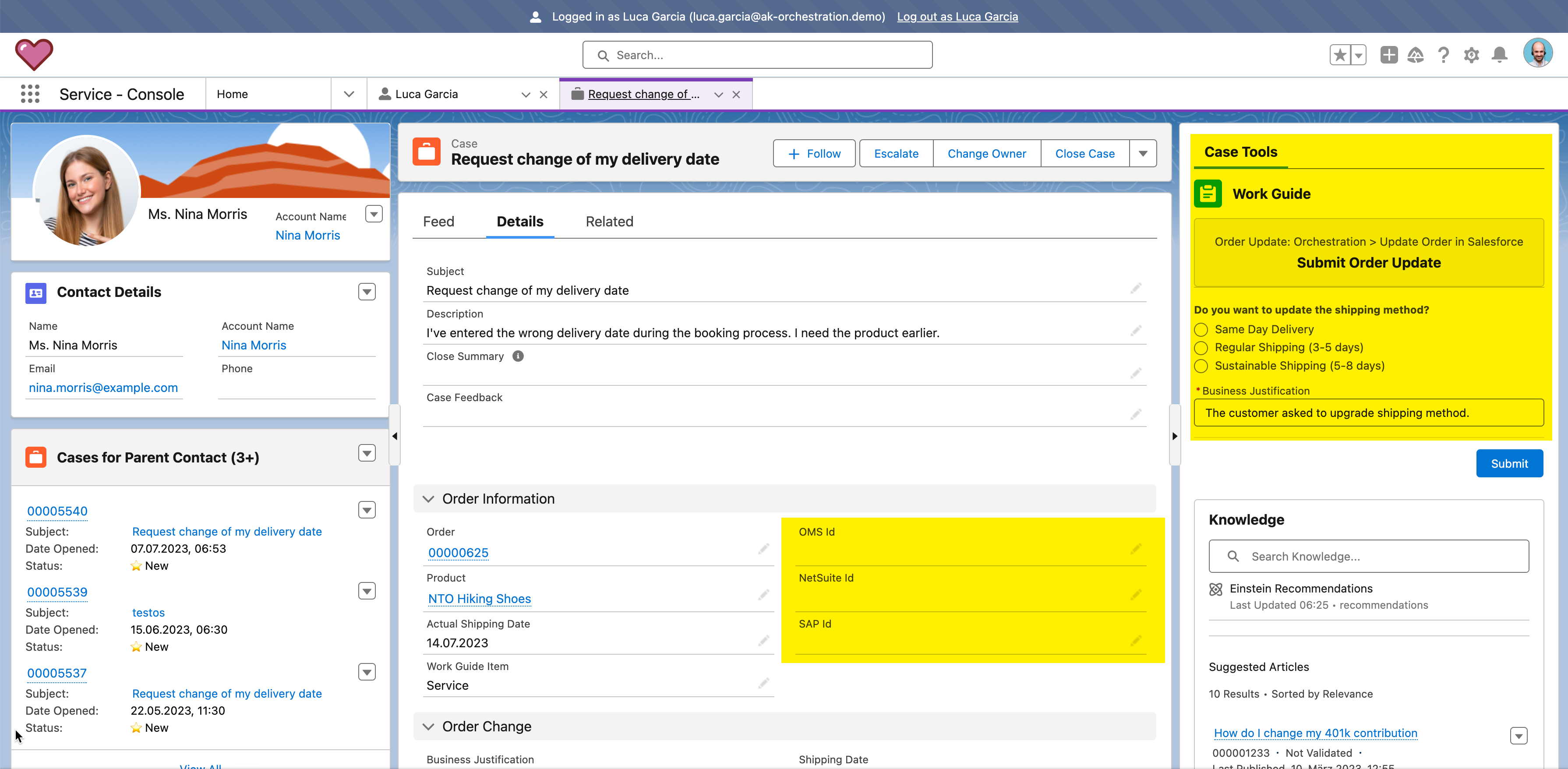 module6 service agent case page