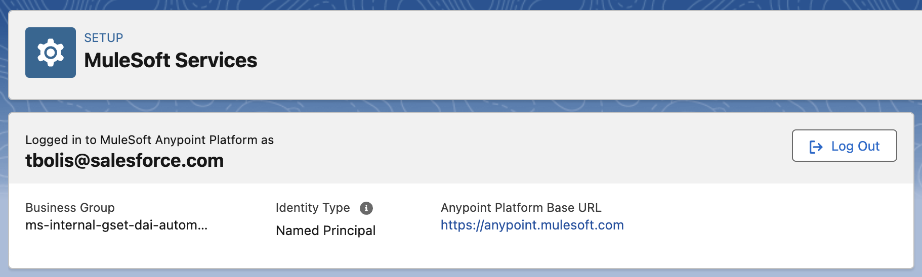 module g  already logged in into ms anypoint platform