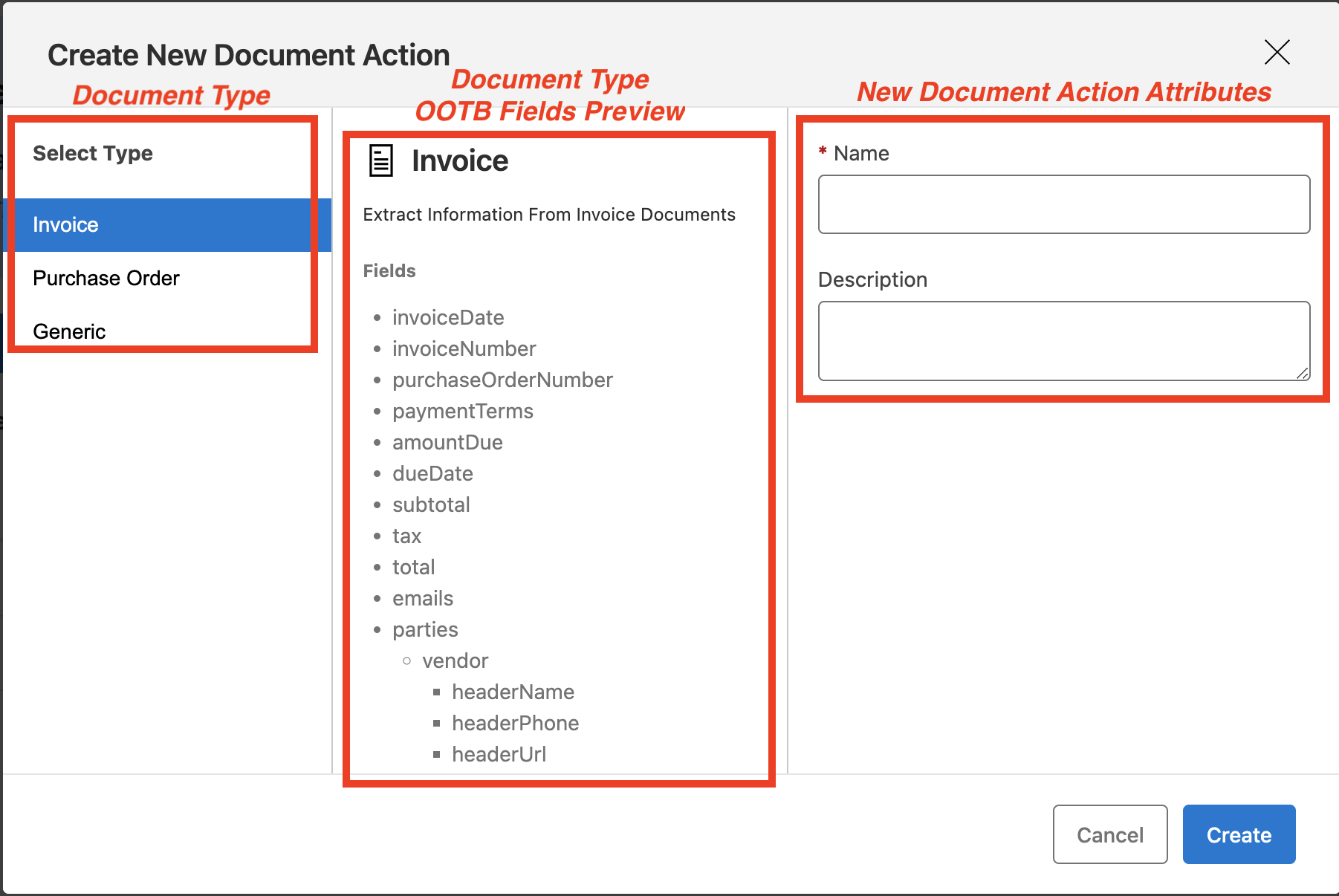 module g  create doc act modal