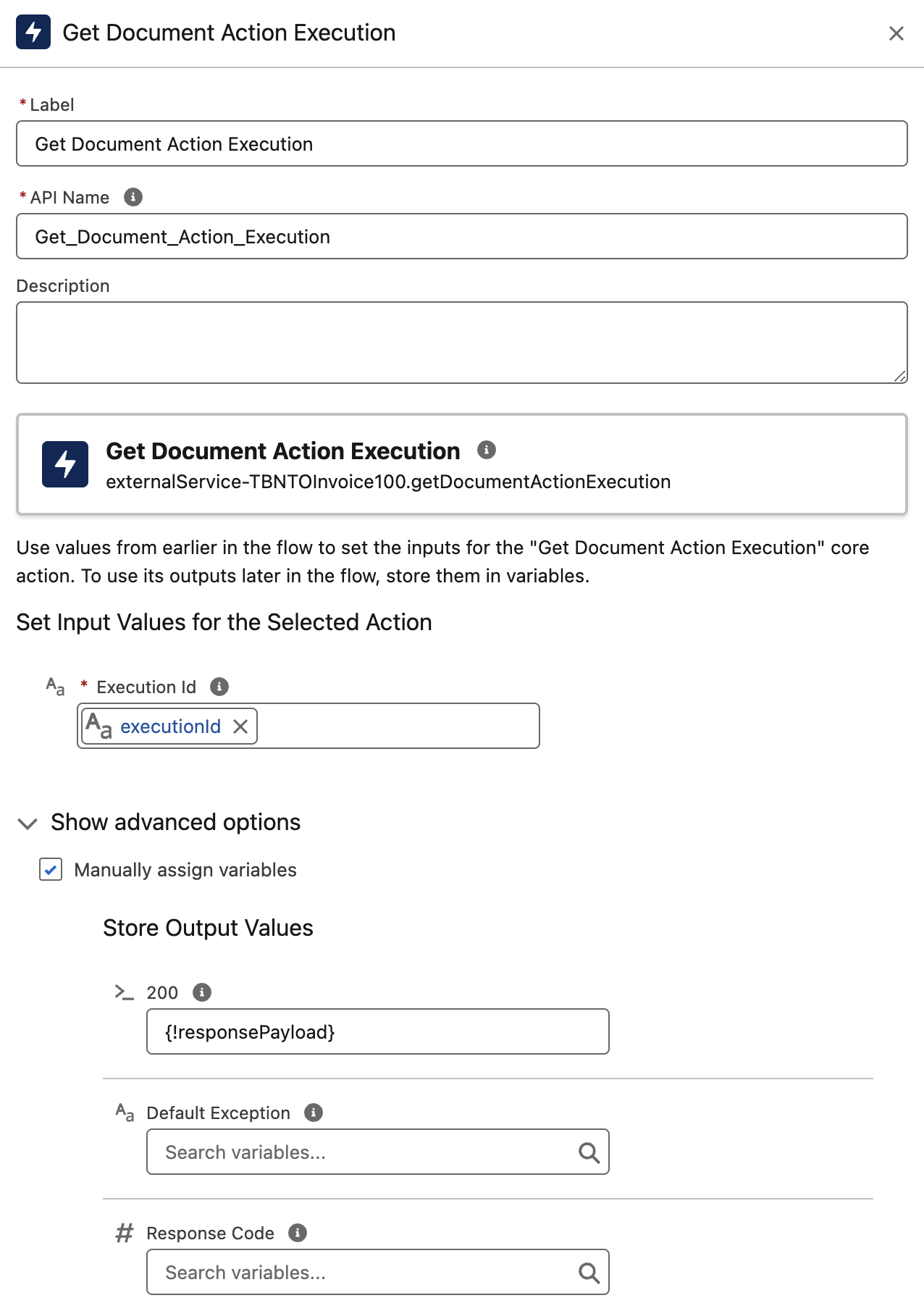 module g  flow get action config