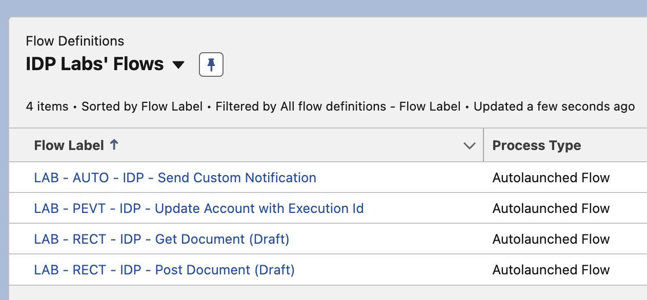 module g  idp flows list view