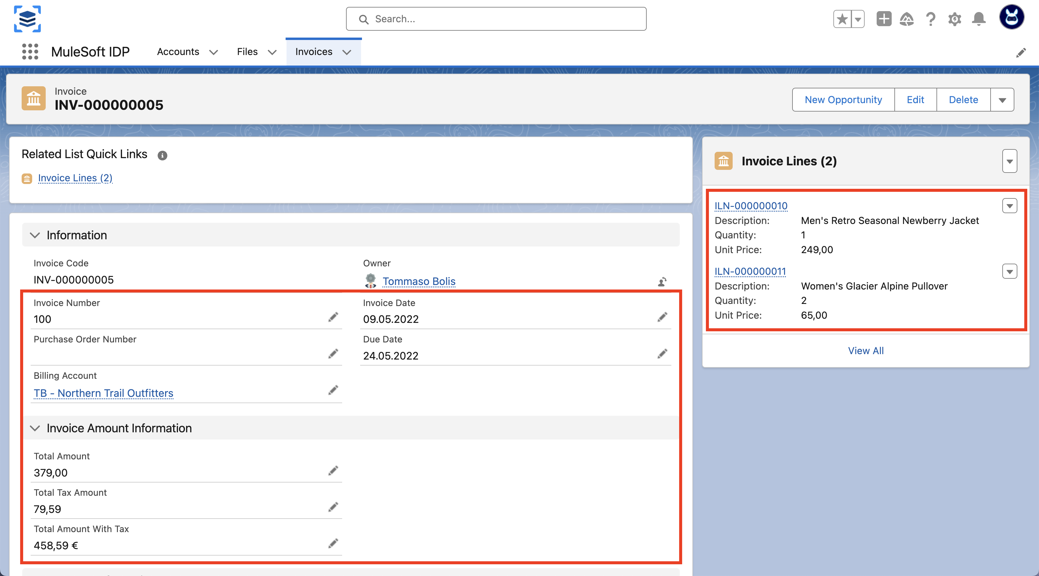 module g  invk flow test invoice record