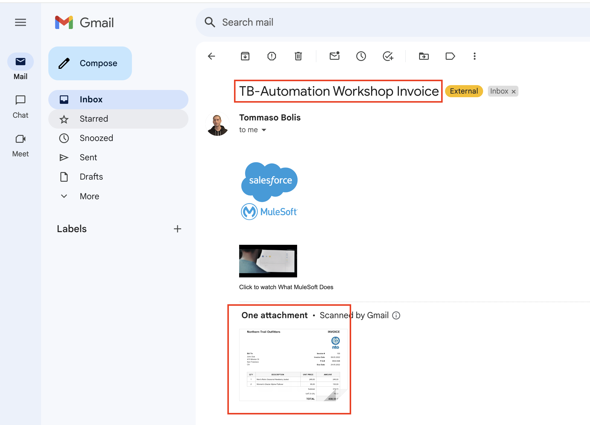 module g  invoice email