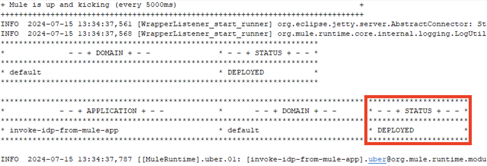 module g  mule app deployed log