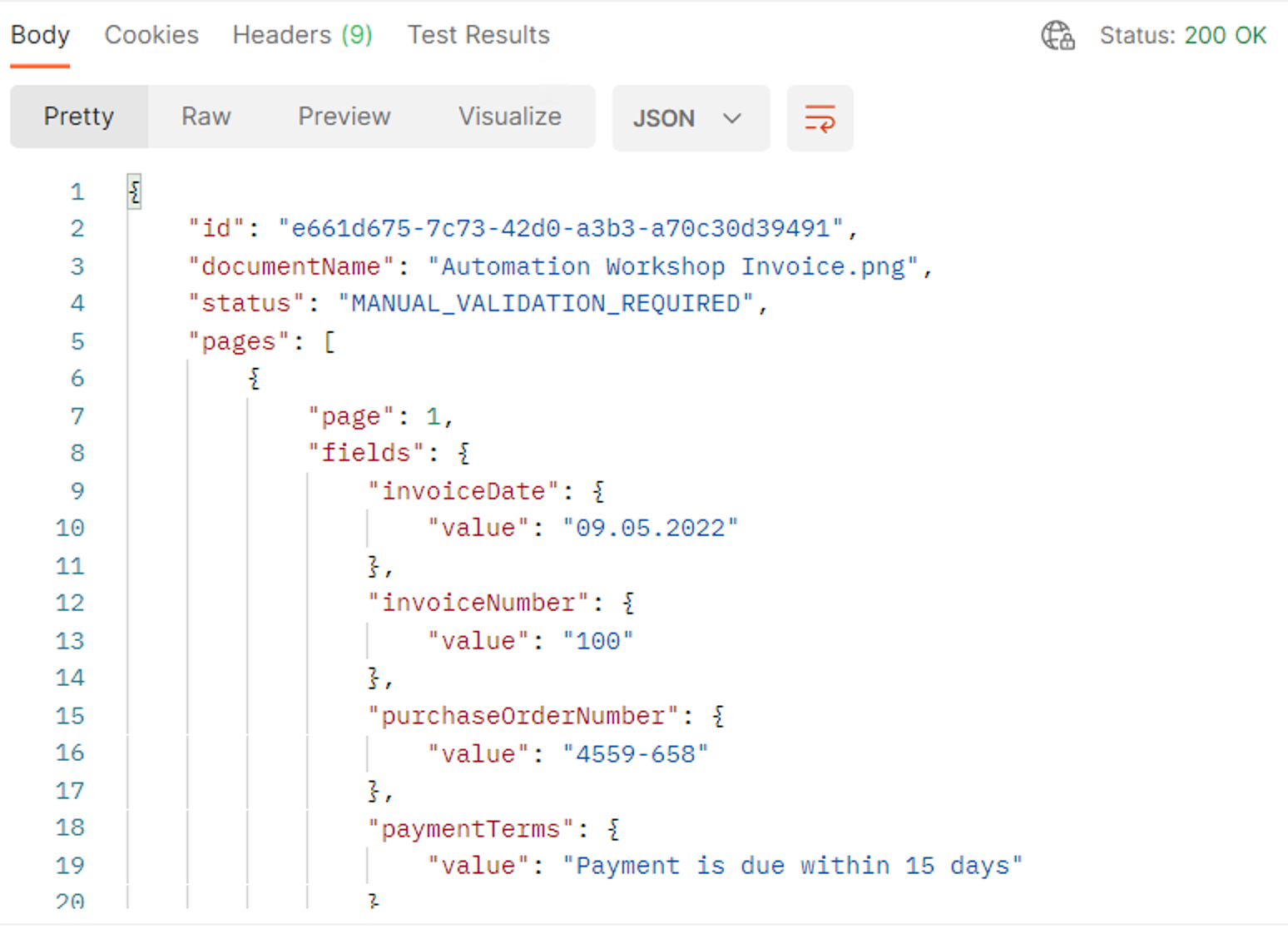 module g  postman get response