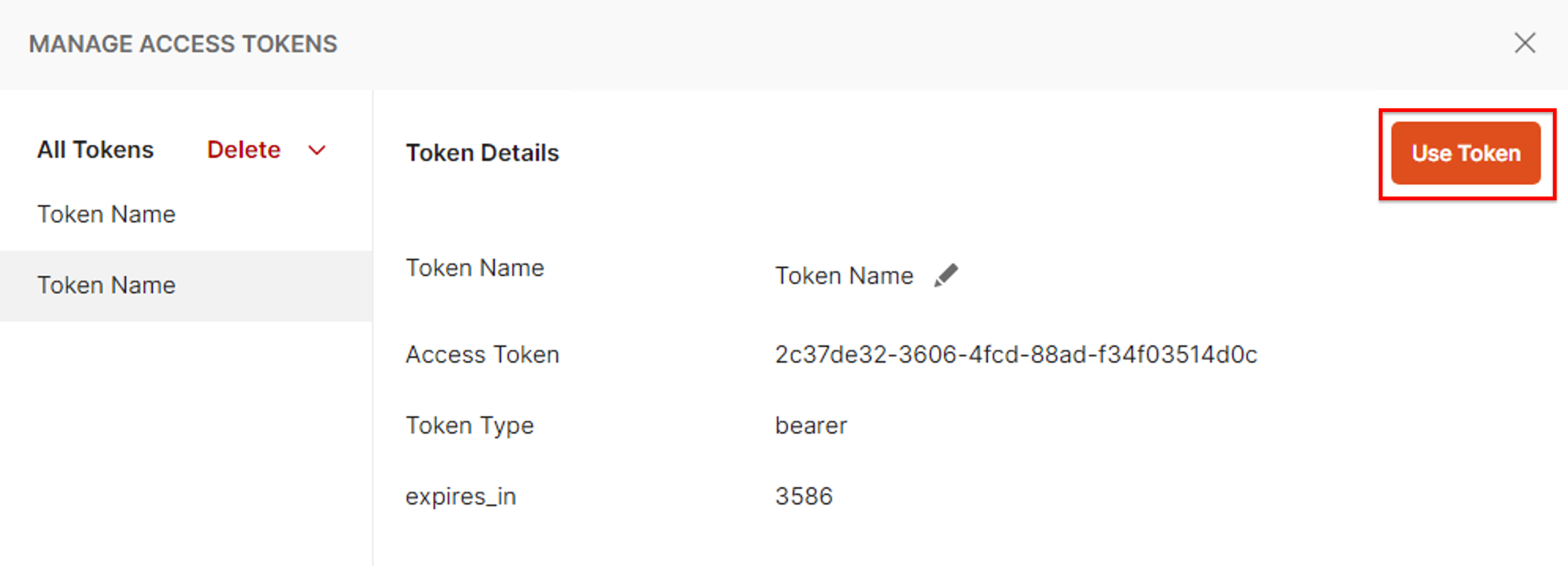 module g  postman use token popup