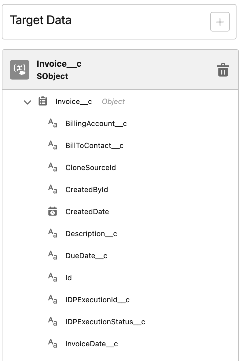 module g  target data added invoice