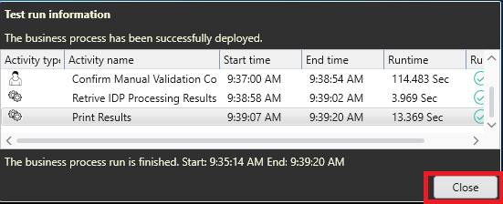 module g test run dialog box 6 5